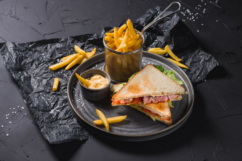 Grilled chicken sandwich and french fries
