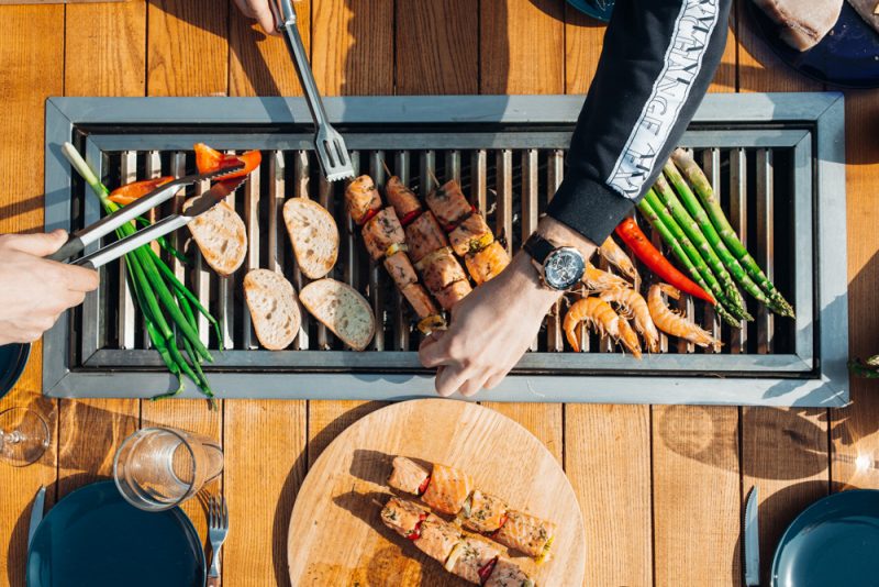 Charcoal grilling party